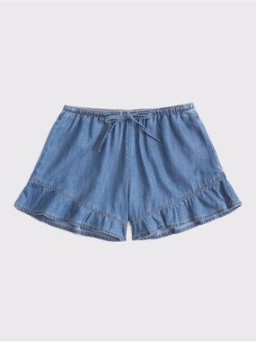 Abercrombie & Fitch Light Blue Denim Ruffle Hem Shorts